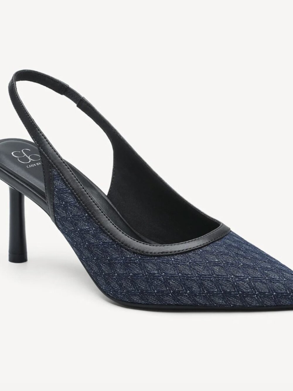 Cosy Island GraceWeave Pointed Toe Slingback Lattice Navy 8.5 NIB